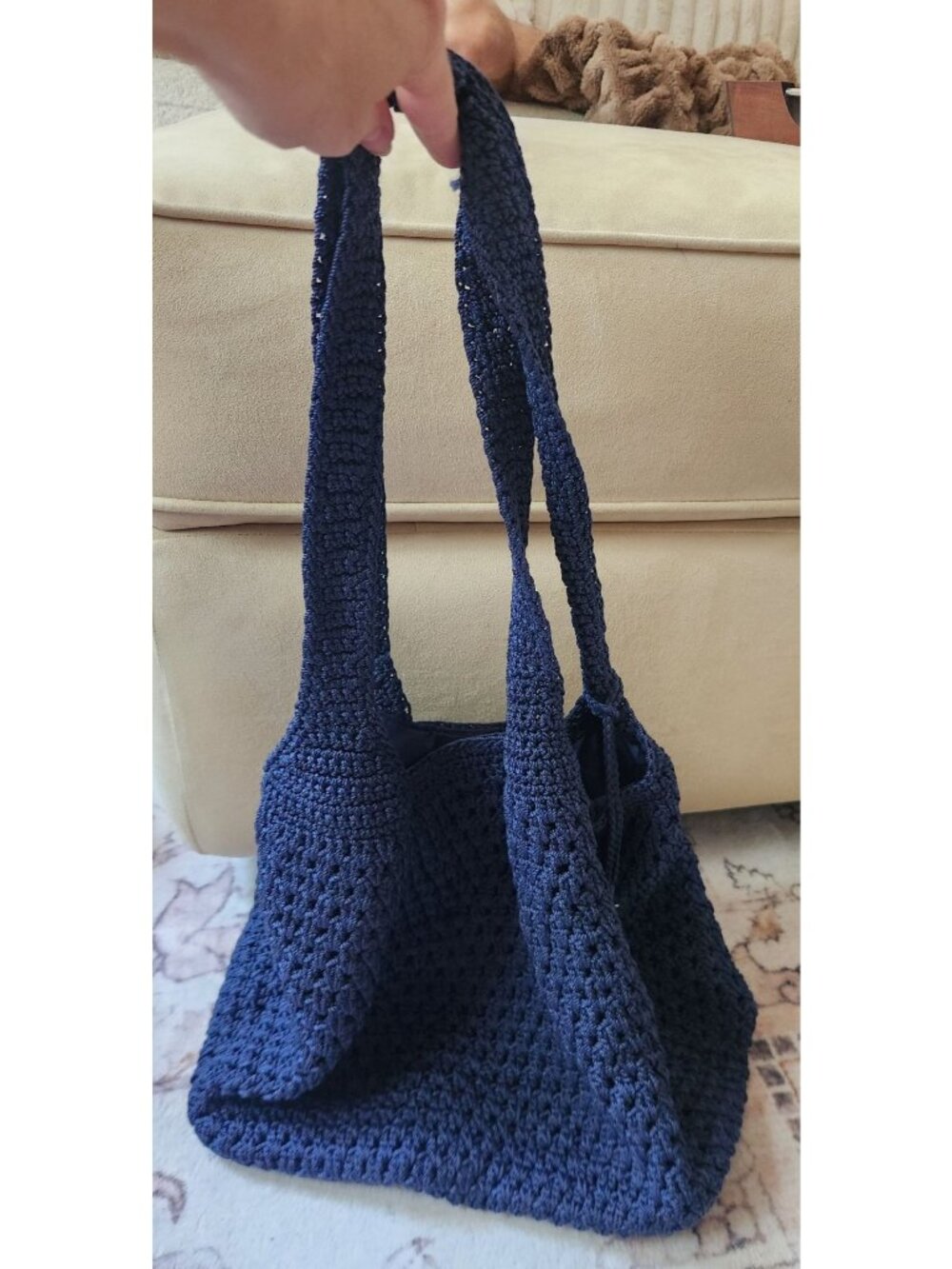 The Sak Blue Crochet Large Tote Shoulder Bag